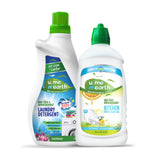 Combo Pack - Laundry Detergent Liquid Non Toxic & Biodegradable 975ml & Kitchen Dishwash, Anti-Bacterial Utensil Cleaner Enriched with Essential Oils, 500ml