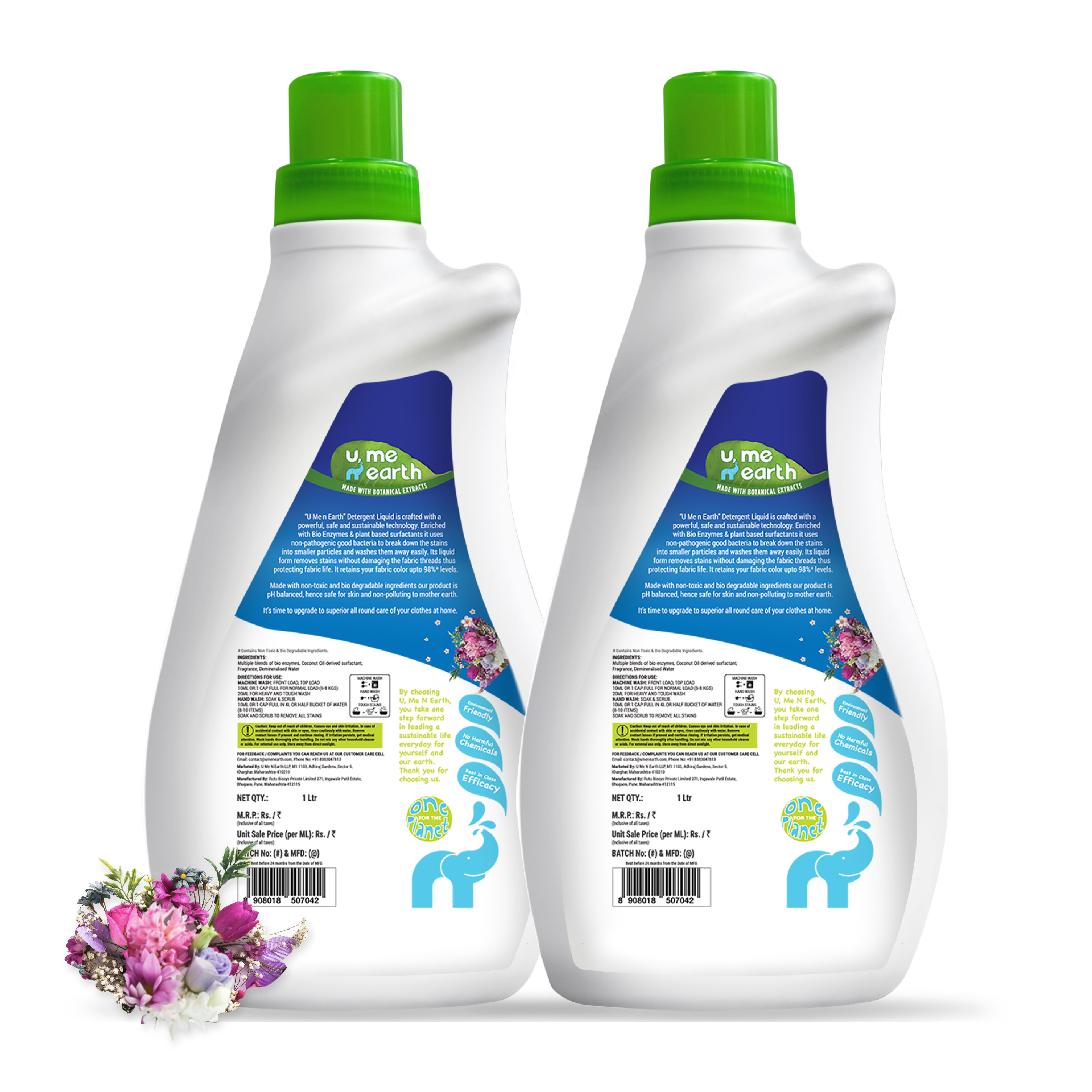 U Me N Earth Non Toxic Biodegradable Laundry Detergent Liquid Pack O